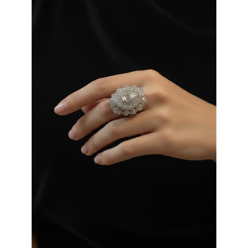 JTV‎ FZN 9.25 Sterling Silver CZ Baguettes Ring Size 5